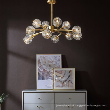 Luxo G9 Crystal Glass Brass Gold Teto Chandelier